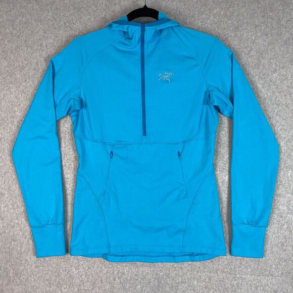 Arcteryx Sweatshirt Womens S Blue Zoa Hoody 1/2 Zip Pullover Yellowstone Club - Picture 1 of 13